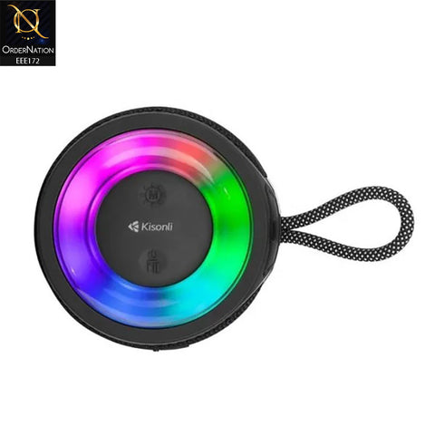 Kisonli Q28 10w Wireless Bluetooth Super Bass RGB Speaker - Black