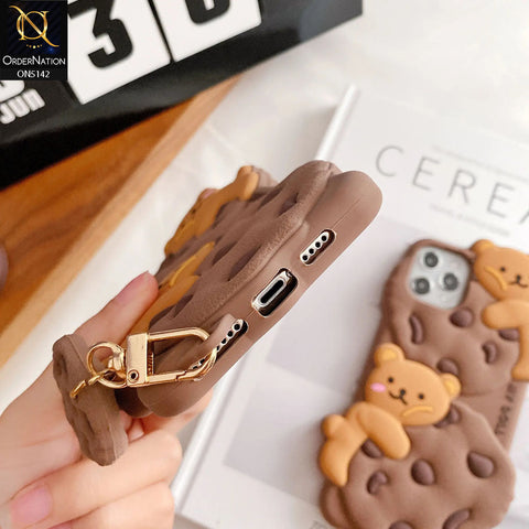 iPhone XS / X Cover - Brown - 3D Cartoon Kawaii Cookie Soft Silicon Case