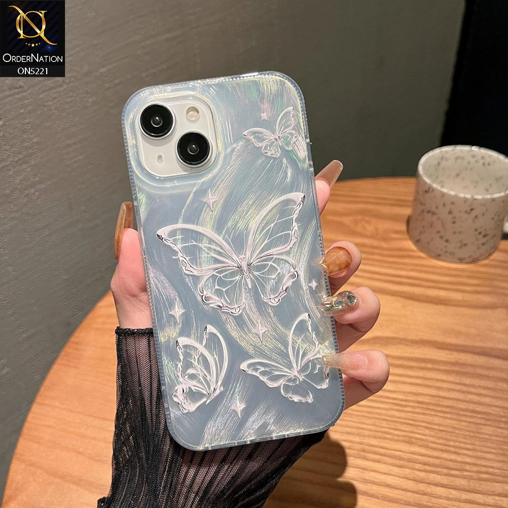 iPhone 14 Plus Cover - Silver - Luxury Silver-Plated Feather Butterfly Dreams Soft Case