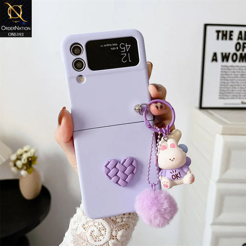 Samsung Galaxy Z Flip 4 5G Cover - Purple - Cartoon doll for ball diamond grid love anti fall protective cover