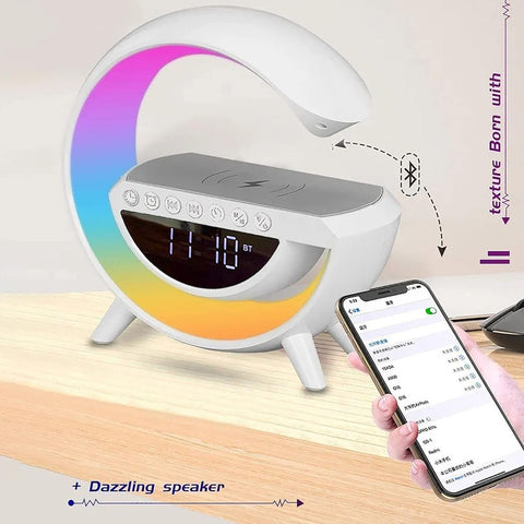 BT-3401 LED Wireless Phone Charger Bluetooth Speaker - White