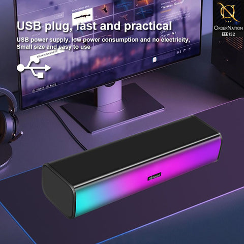 Kisonli I-630 PC+BT Multimedia USB Plug RGB Speaker - Black