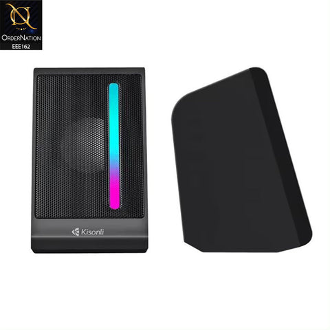 Kisonli X16 Mini USB 2.0 Portable Speaker with RGB Light - Black