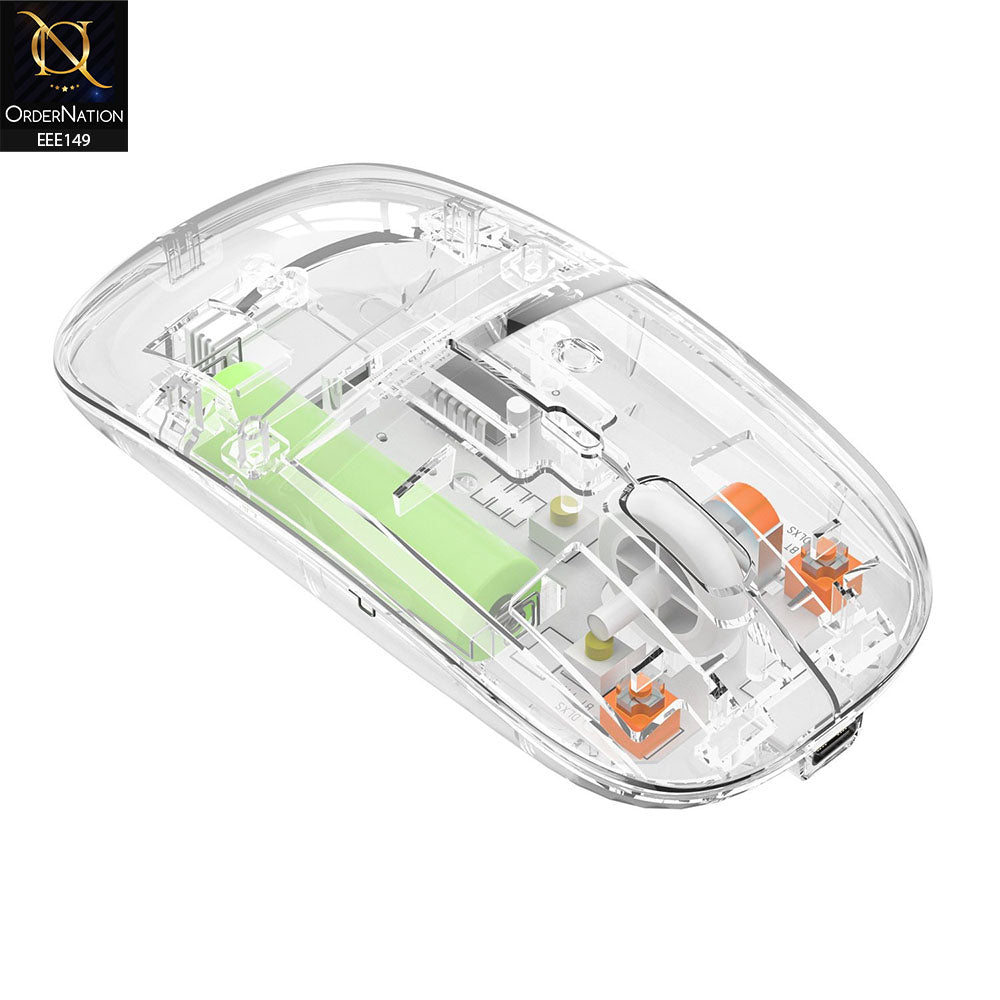 New Transparent Wireless + Bluetooth Dual-Mode Rechargeable Mouse