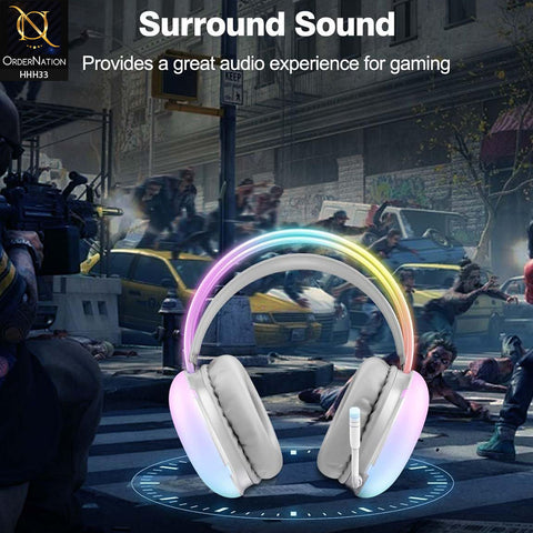 Onitoon X25 RGB Head Beam Gaming Headset with Mic & Stereo Surround Sound - White