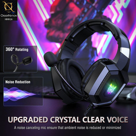 Onikuma K8 RGB Gaming Headphone with Microphone Volume Control - Black