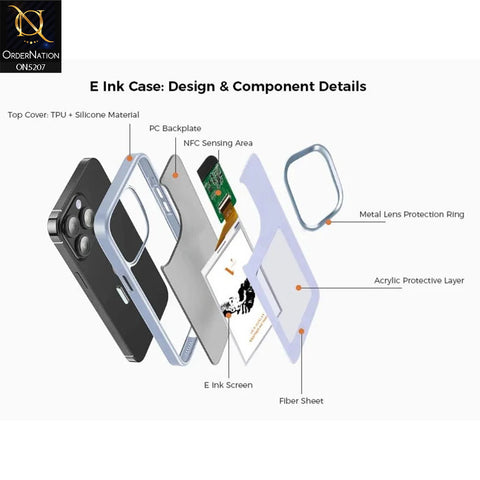 iPhone 15 Pro Cover - Black - New Tecnology Four-Color E-ink Screen NFC DIY Phone Case