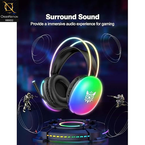 Onikuma X25 RGB Head Beam Gaming Headset with Mic & Stereo Surround Sound - Black