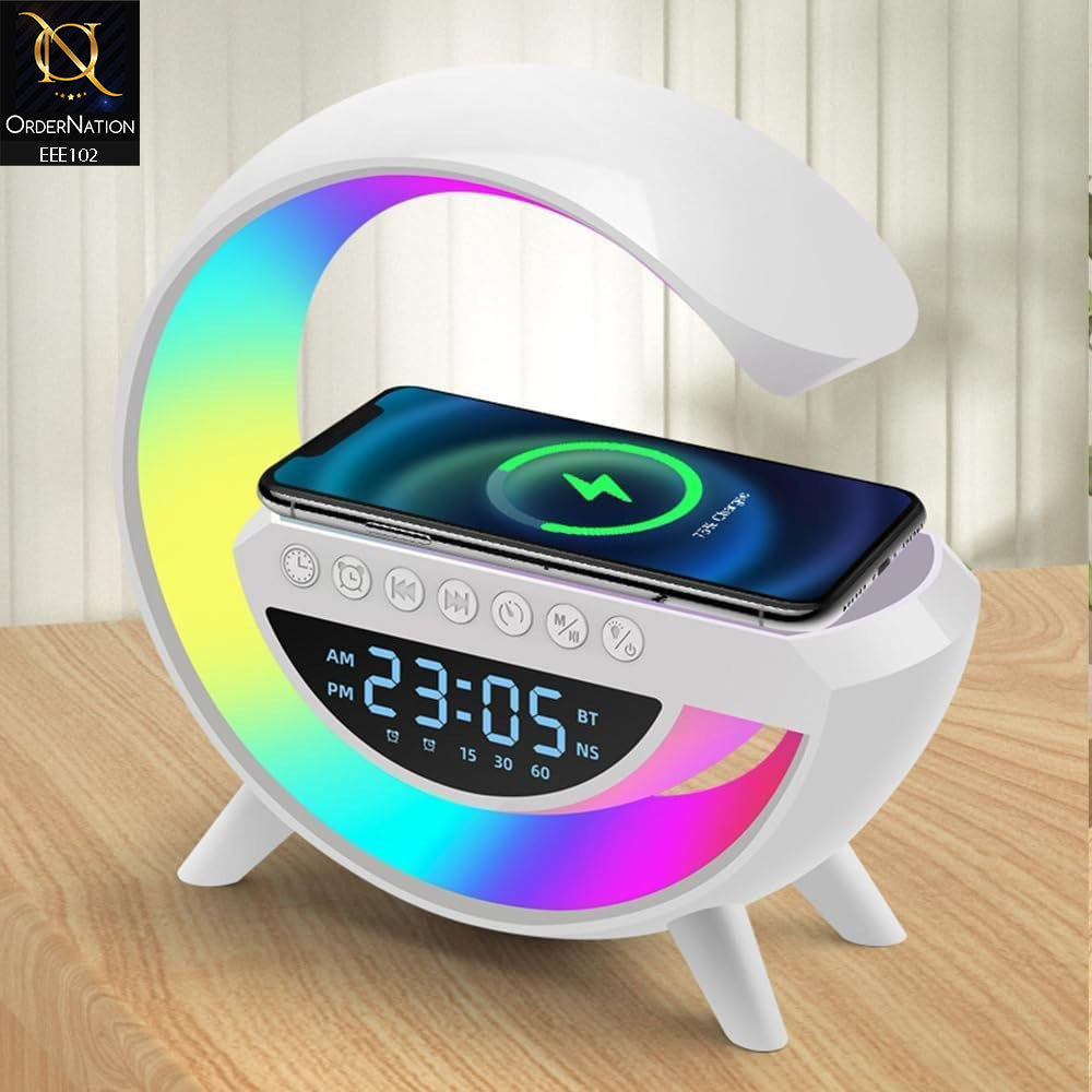 BT-3401 LED Wireless Phone Charger Bluetooth Speaker - White