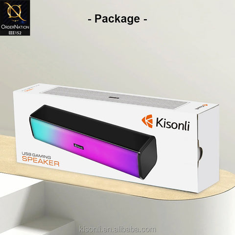 Kisonli I-630 PC+BT Multimedia USB Plug RGB Speaker - Black