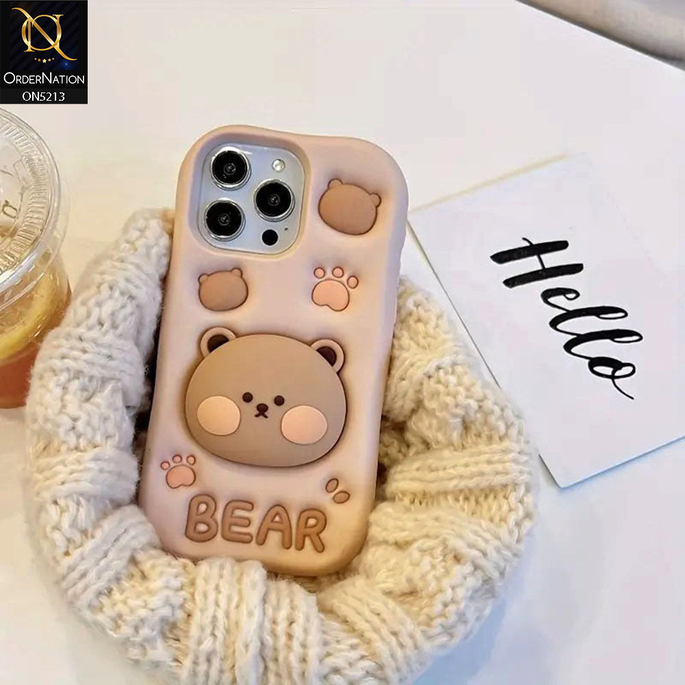 iPhone 15 Pro Max Cover - Skin - Cute 3D Kawaii Cartoon Hidden Pop Holder Stand Soft Silicone Case