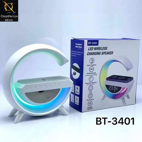 BT-3401 LED Wireless Phone Charger Bluetooth Speaker - White