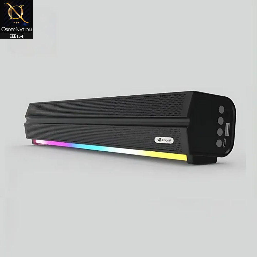 Kisonli LED-802 RGB Light Sound Bar Music Bluetooth Speaker - Black