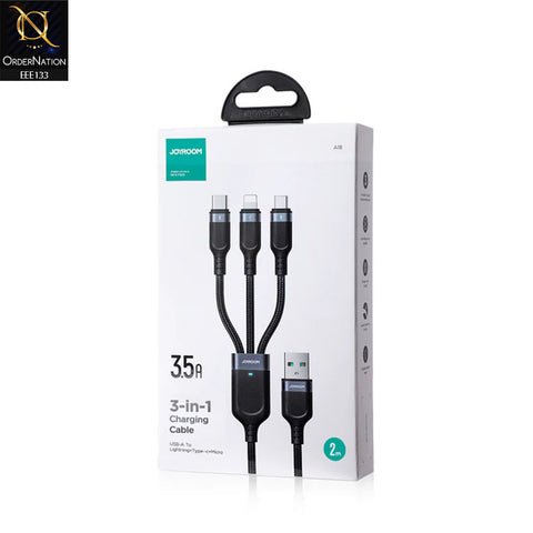 JOYROOM S-1T3018A18 Multi-Use 3.5A USB-A to Lightning + Type-C + Micro 3-in-1 Data Cable - Black