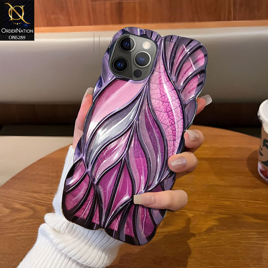 iPhone 12 Pro Cover - Purple - Luxury 3D Colorful Maple Leaf Electroplatiang Wavy Soft Border Case