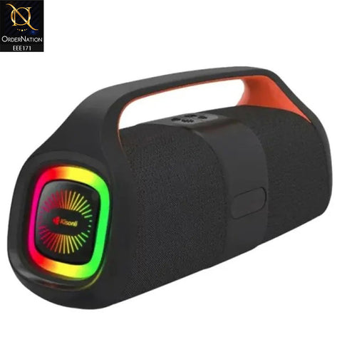 Kisonli K12 20W Portable Wireless Bluetooth Speaker with RGB lights and Super Bass - Black