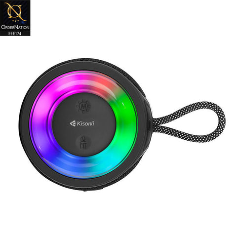 Kisonli Q23 Portable Bluetooth RGB Speaker with 1800mAh Ultra Strong Bass - Black