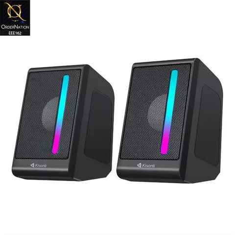 Kisonli X16 Mini USB 2.0 Portable Speaker with RGB Light - Black