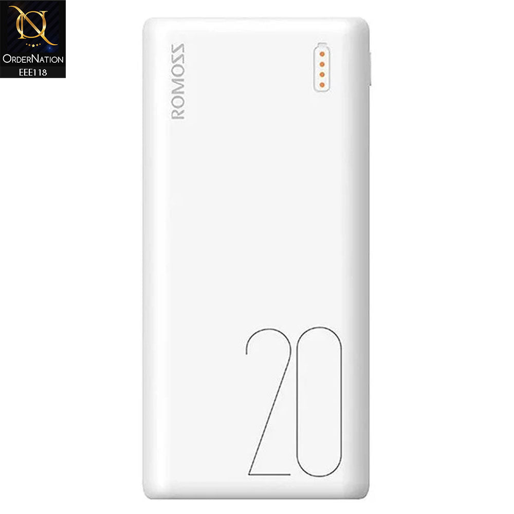 ROMOSS Simple 20 20000mAh Power Bank with 3 Input Port Type-C - (White)