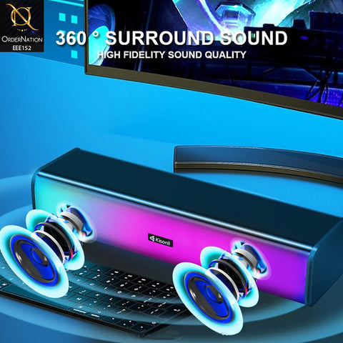 Kisonli I-630 PC+BT Multimedia USB Plug RGB Speaker - Black