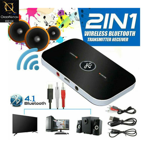 2-in-1 Bluetooth Wireless 3.5mm Stereo Audio Receiver and Transmitter - Black