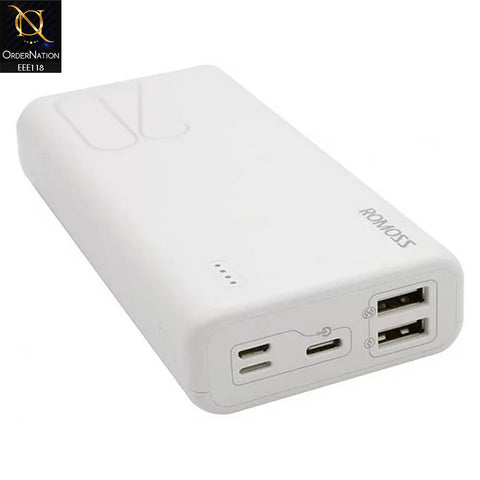 ROMOSS Simple 20 20000mAh Power Bank with 3 Input Port Type-C - (White)