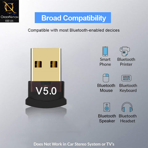 Bluetooth 5.0 USB Wireless Dongle Adapter Audio Music Receiver - Black