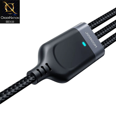 JOYROOM S-1T3018A18 Multi-Use 3.5A USB-A to Lightning + Type-C + Micro 3-in-1 Data Cable - Black