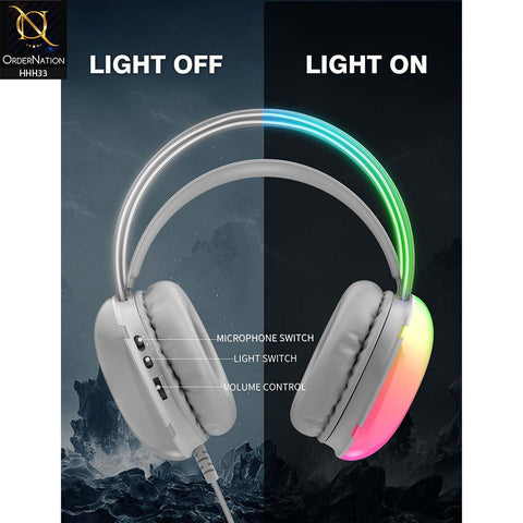 Onitoon X25 RGB Head Beam Gaming Headset with Mic & Stereo Surround Sound - White