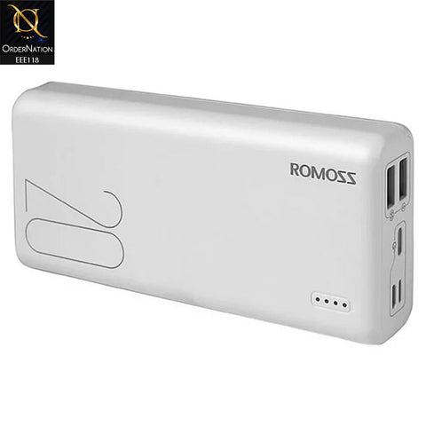 ROMOSS Simple 20 20000mAh Power Bank with 3 Input Port Type-C - (White)