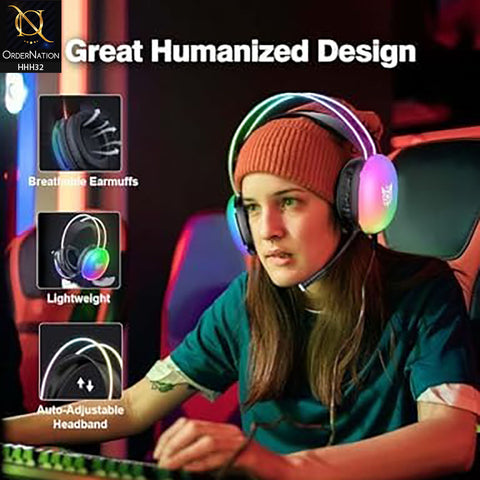 Onikuma X25 RGB Head Beam Gaming Headset with Mic & Stereo Surround Sound - Black