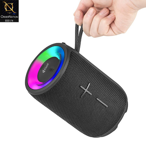 Kisonli Q23 Portable Bluetooth RGB Speaker with 1800mAh Ultra Strong Bass - Black