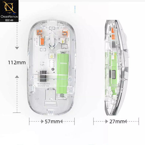 New Transparent Wireless + Bluetooth Dual-Mode Rechargeable Mouse