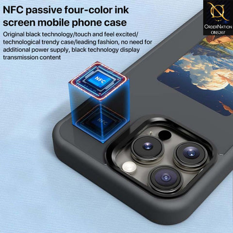 iPhone 15 Pro Cover - Black - New Tecnology Four-Color E-ink Screen NFC DIY Phone Case