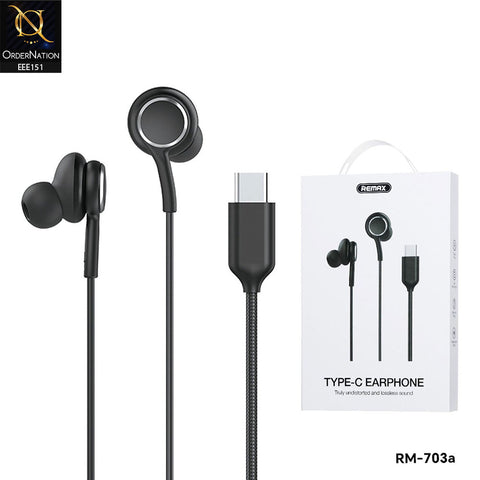 Remax RM-703A Type C Lightweight Handsfree - Black