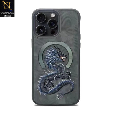 iPhone 15 Pro Max Cover - Black - NIMMY 3D Embroidery Fantasy Animal Series Leather Magsafe Case