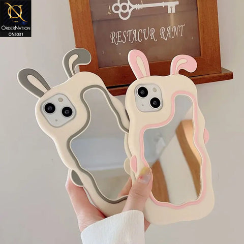 iPhone 16 Pro Max Cover - Pink - 360-Degree Protection Cute Cartoon Bunny Mirror Soft Silicone Case