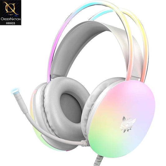 Onitoon X25 RGB Head Beam Gaming Headset with Mic & Stereo Surround Sound - White