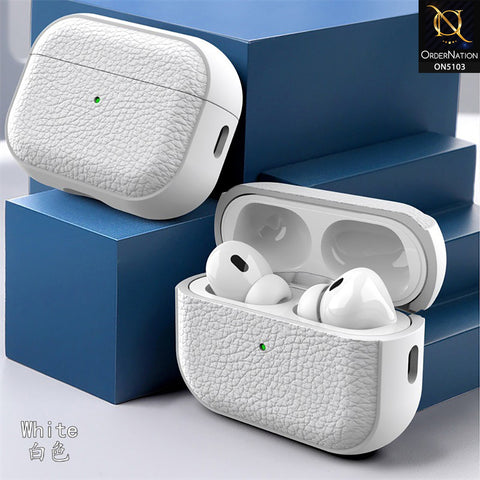Apple Airpods 3rd Gen 2021 Cover - White - New Style Premium Leather Texture ShockProof Protective Case Compatible with Airpods 3rd Gen 2021