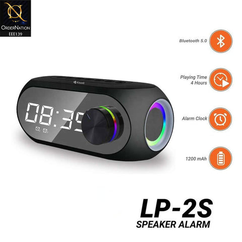 Kisonli LP-2S RGB Speaker Alarm Clock Bluetooth 5.0 TF-Card For Mobile - Black