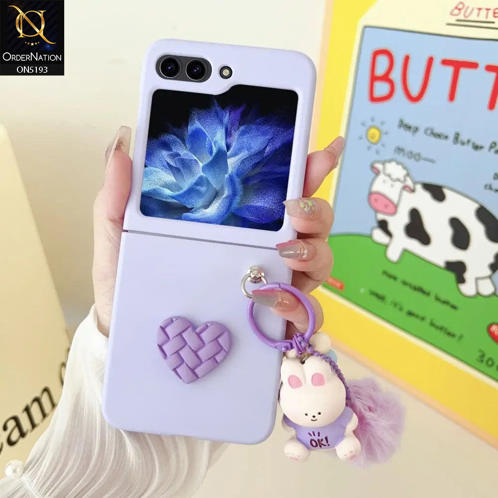 Samsung Galaxy Z Flip 5 5G Cover - Purple - Cartoon doll for ball diamond grid love anti fall protective cover