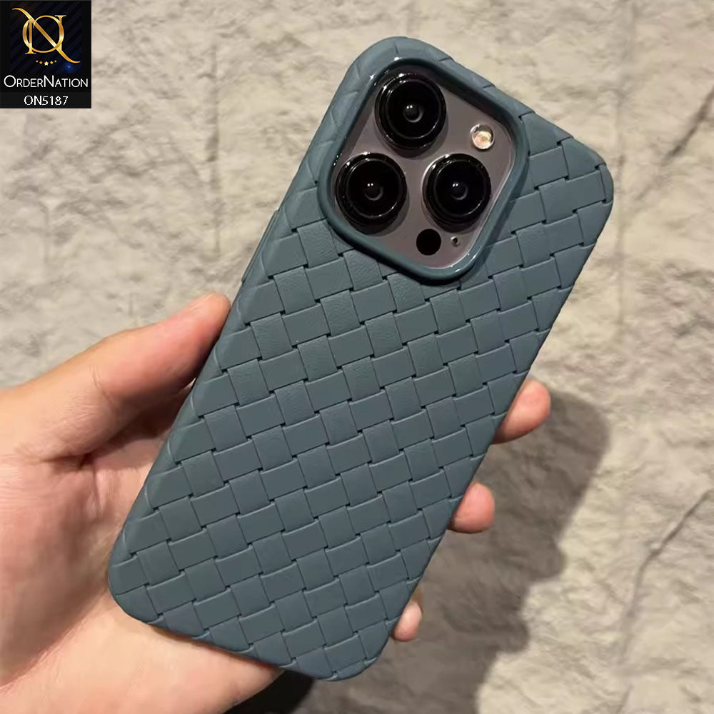 iPhone 13 Pro Cover - Slate Gray - New Woven Design Leather Feel Soft TPU Case