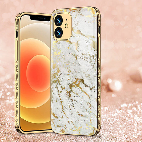 iPhone 11 Cover - White Marble Series - Premium Electroplated Shutterproof Case Soft Silicon Borders Case