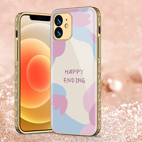 iPhone 12 Cover - Happy Series - Premium Electroplated Shutterproof Case Soft Silicon Borders Case