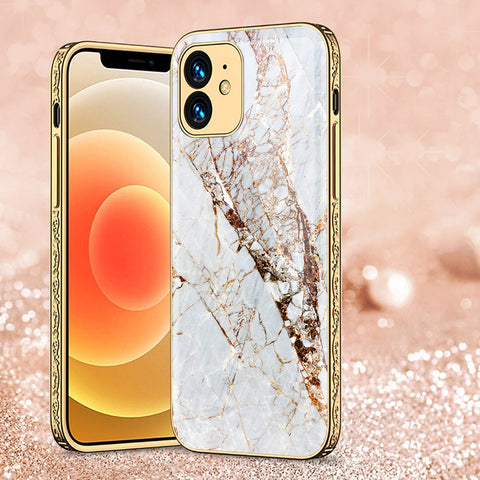 iPhone 11 Cover - White Marble Series - Premium Electroplated Shutterproof Case Soft Silicon Borders Case