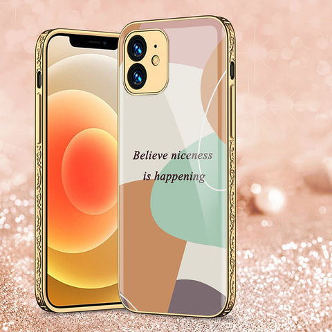 iPhone 12 Cover - Happy Series - Premium Electroplated Shutterproof Case Soft Silicon Borders Case