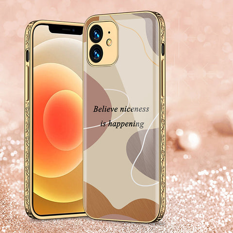 iPhone 12 Cover - Happy Series - Premium Electroplated Shutterproof Case Soft Silicon Borders Case