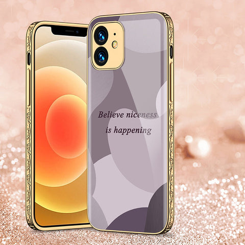 iPhone 12 Cover - Happy Series - Premium Electroplated Shutterproof Case Soft Silicon Borders Case