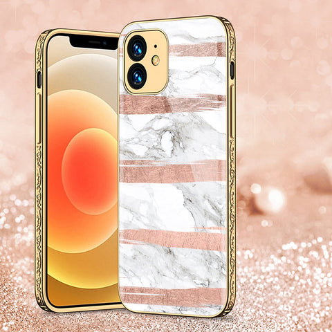 iPhone 11 Cover - White Marble Series - Premium Electroplated Shutterproof Case Soft Silicon Borders Case