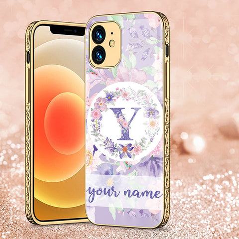 iPhone 12 Cover - Personalized Alphabet Series - Premium Electroplated Shutterproof Case Soft Silicon Borders Case